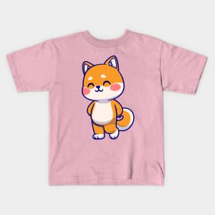 Cute Shiba Inu Dog Shy Cartoon Kids T-Shirt